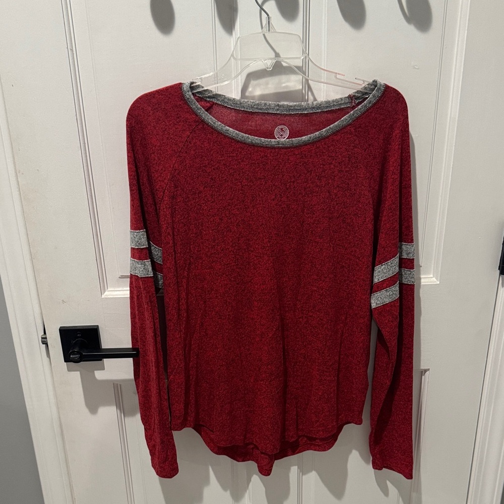Authentic American Heritage Red and Gray Long Sleeve Tee
